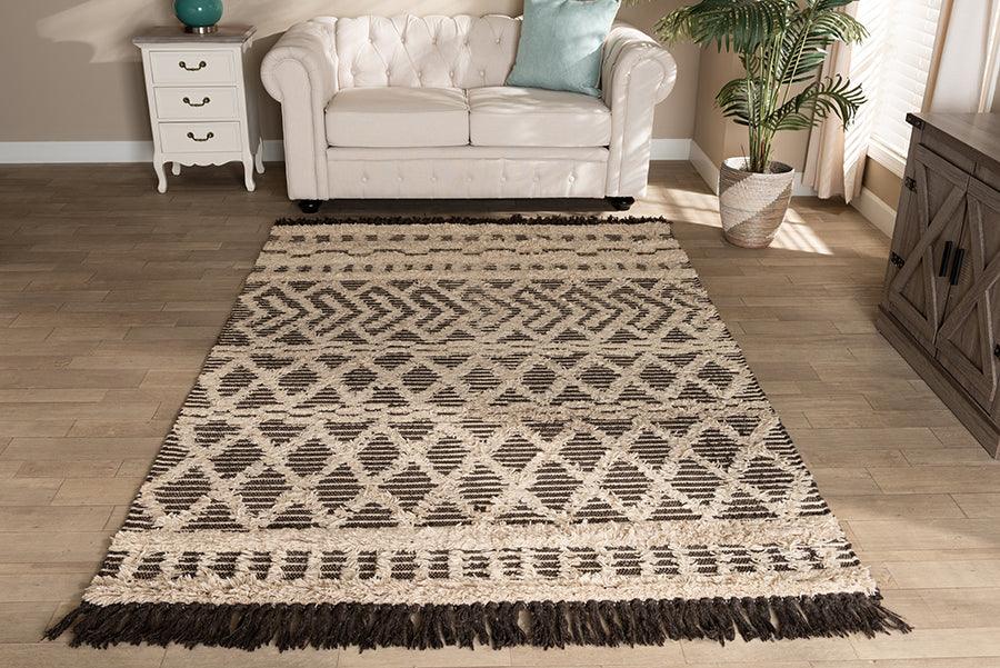 Wholesale Interiors Indoor Rugs - Heino Modern and Contemporary Ivory and Charcoal Handwoven Wool Area Rug