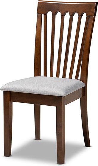 Wholesale Interiors Dining Chairs - Minette Contemporary Grey Fabric Upholstered Brown Finished Wood Dining Chair Set