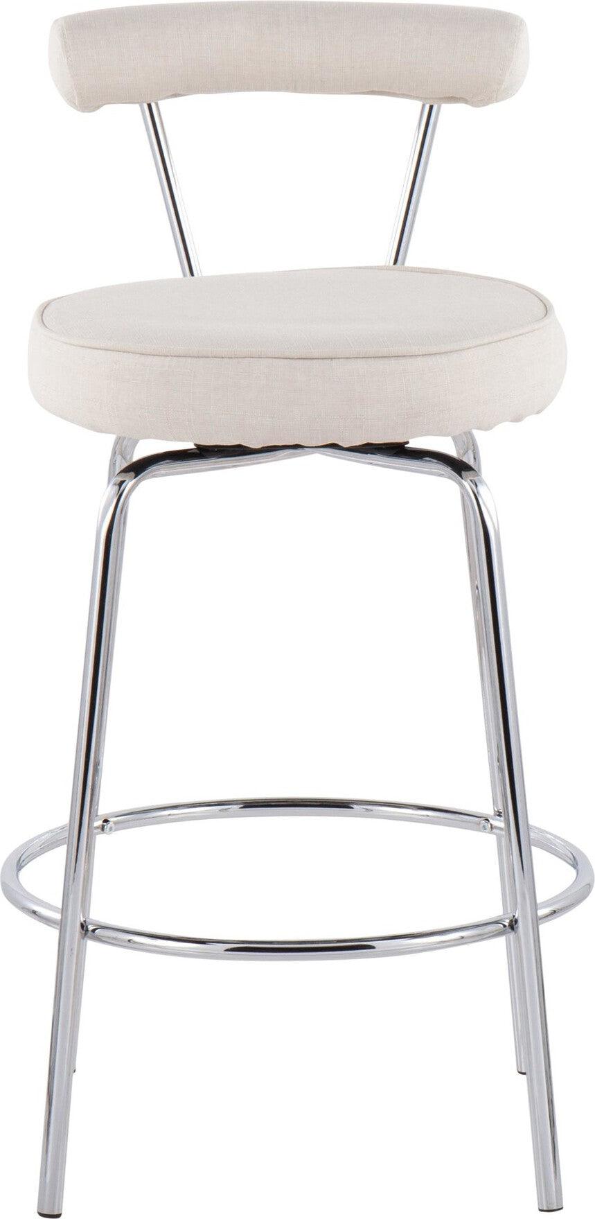 Lumisource Barstools - Rhonda Counter Stool Chrome & Cream (Set of 2)