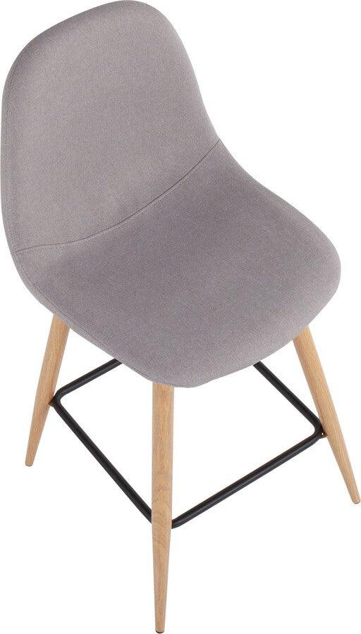 Lumisource Barstools - Pebble Counter Stool In Natural Metal & Light Grey Fabric (Set of 2)