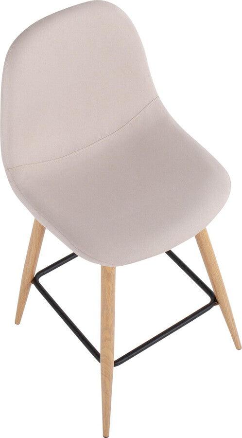 Lumisource Barstools - Pebble Counter Stool In Natural Metal & Beige Fabric (Set of 2)