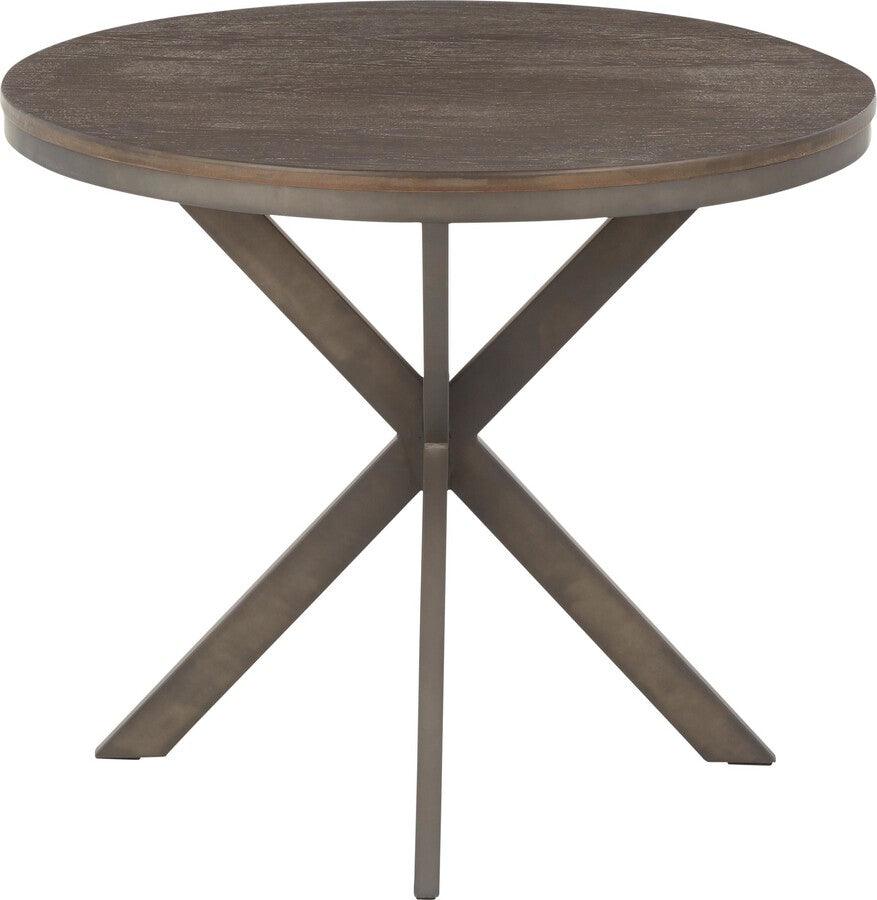 Lumisource Dining Tables - X Pedestal Industrial Dinette Table with Antique Metal and Espresso Bamboo