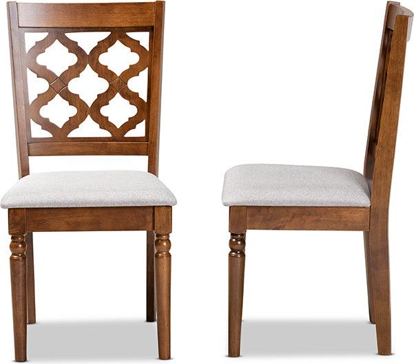 Wholesale Interiors Dining Chairs - Ramiro Contemporary Grey Fabric and Brown Finished Wood 2-Piece Dining Chair Set