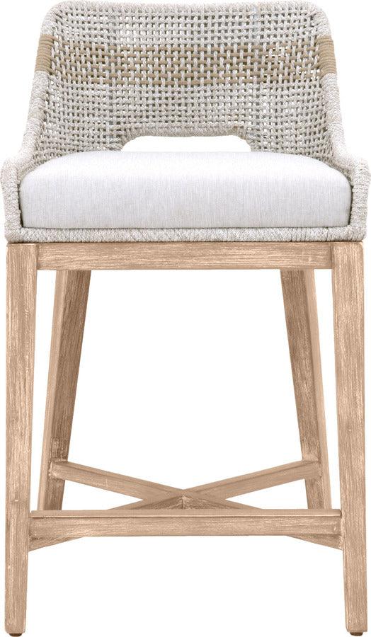 Essentials For Living Barstools - Tapestry Counter Stool Taupe & White Flat Rope, Taupe Stripe, Pumice, Natural Gray Mahogany