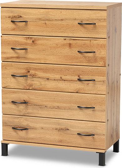 Wholesale Interiors Chest of Drawers - Maison Oak Brown Finished Wood 5-Drawer Storage Chest