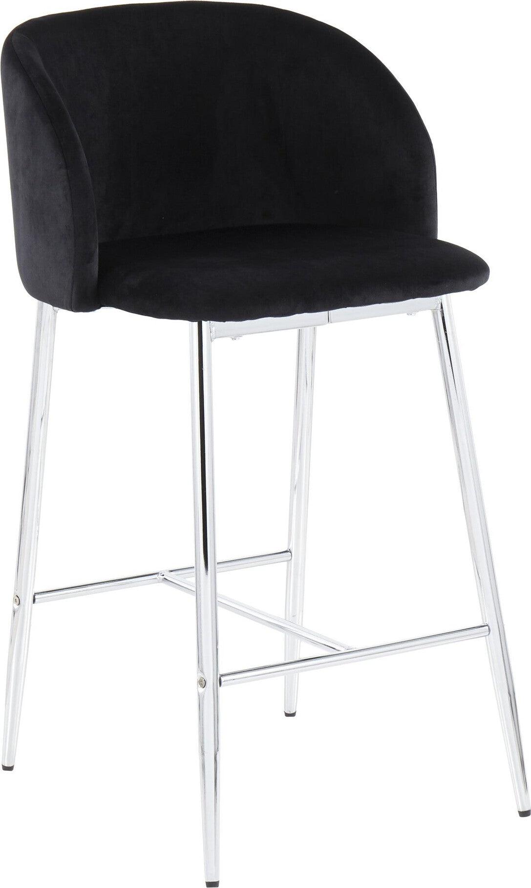 Lumisource Barstools - Fran Counter Stool (Set of 2) Chrome & Black Velvet
