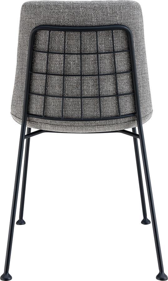 Euro Style Dining Chairs - Elma Side Chair in Light Gray Fabric with Matte Black Frame and Legs - Set Of 2