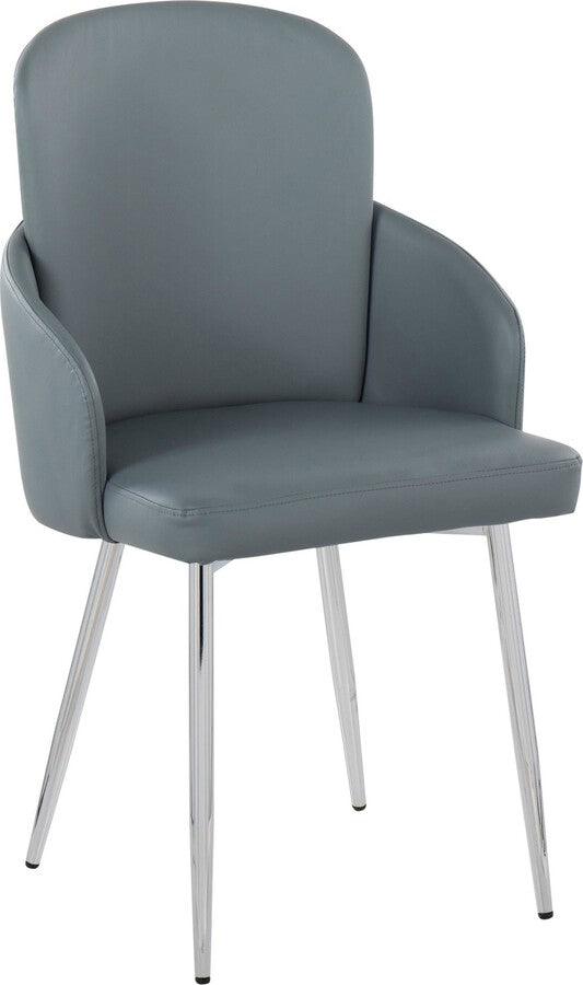 Lumisource Dining Chairs - Dahlia Contemporary Dining Chair In Chrome Metal & Grey Fabric With Chrome Accent (Set of 2)
