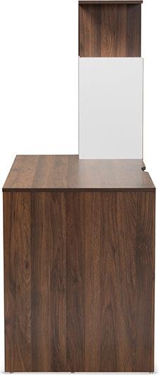 Wholesale Interiors Desks - Rowan Modern Two-Tone White and Walnut Brown Finished Wood Storage Computer Desk with Shelves