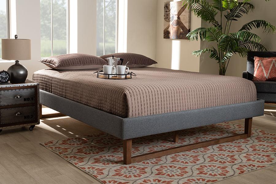 Wholesale Interiors Beds - Liliya Queen Bed Dark Gray & Walnut