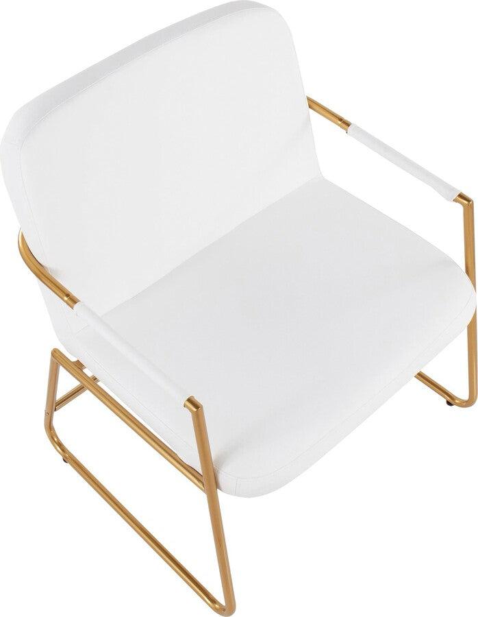 Lumisource Accent Chairs - Duke Contemporary Accent Chair In Gold Steel & White Faux Leather