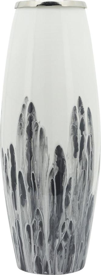 Sagebrook Home Vases - Glass 24"H Vase W/ Metal Ring White
