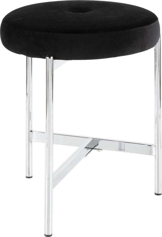 Lumisource Bedroom Vanity - Chloe Contemporary Vanity Stool in Chrome and Black Velvet