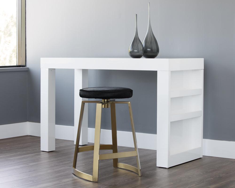 SUNPAN Barstools - Hendrix Swivel Counter Stool Black Cowhide