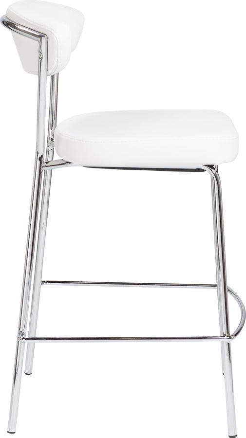 Euro Style Barstools - Draco-C Counter Stool In White With Chrome Base Frame And Base - Set Of 2