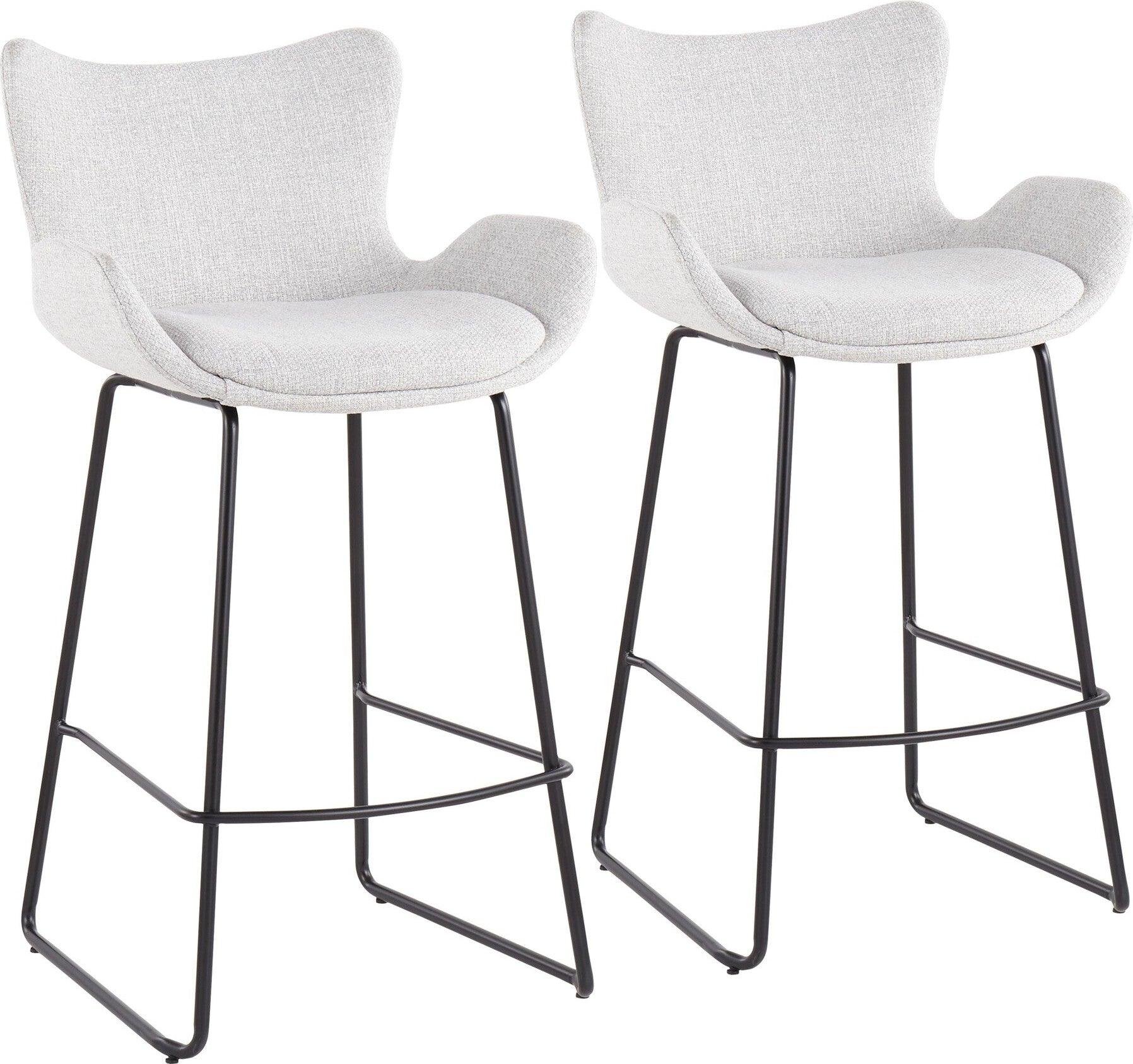 Lumisource Barstools - Tara Counter Stool (Set of 2) Black & Light Gray Noise