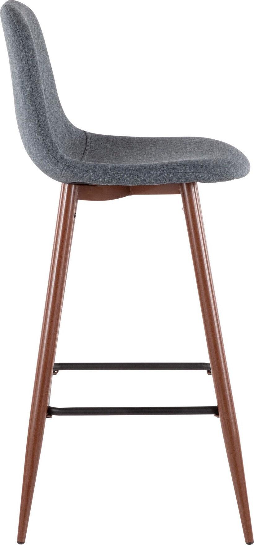 Lumisource Barstools - Pebble Barstool Walnut & Blue (Set of 2)