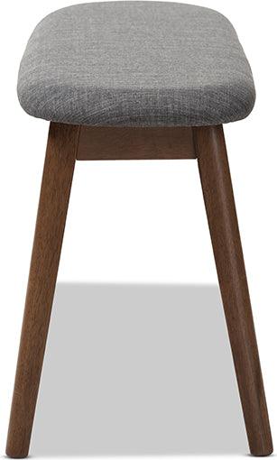 Wholesale Interiors Benches - Easton Mid-Century Modern Dark Grey Fabric Upholstered Walnut Finished Wood Bench