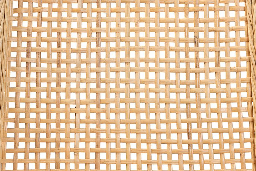 Wholesale Interiors Dining Chairs - Caspia Mid-Century Modern Walnut Brown Mahogany Wood and Natural Rattan 2-Piece Dining Chair Set