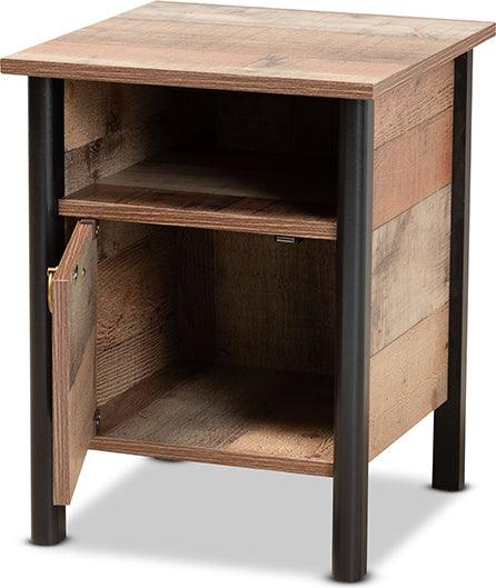 Wholesale Interiors Nightstands & Side Tables - Vaughan Modern and Contemporary Two-Tone Rustic Oak Brown and Black Finished Wood Nightstand