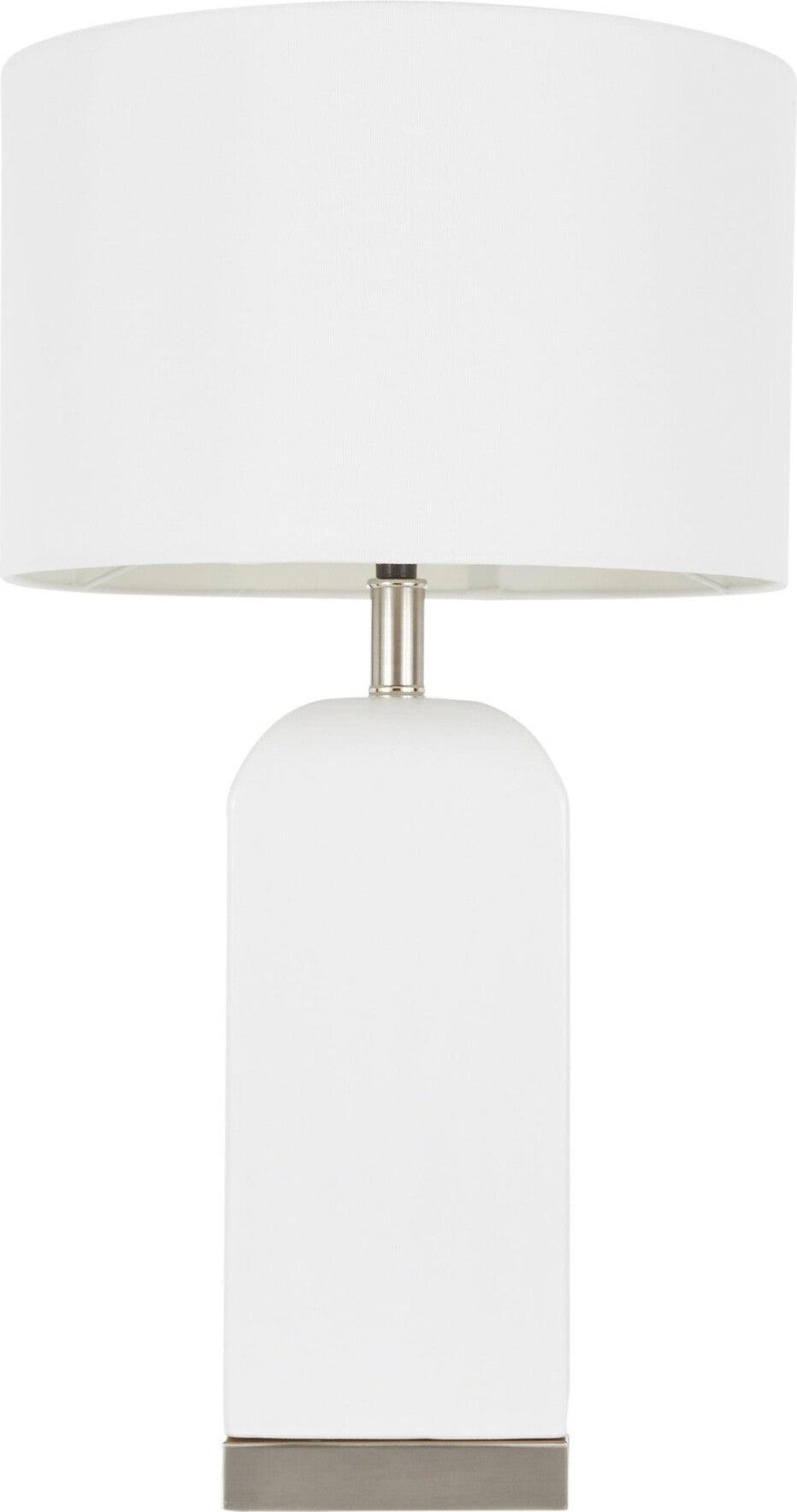 Lumisource Table Lamps - Carmen Table Lamp Stainless Steel & White Ceramic & White