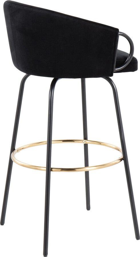 Lumisource Barstools - Claire /Glam Barstool In Black Metal & Black Velvet With Gold Metal Footrest (Set of 2)