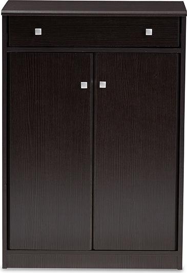 Wholesale Interiors Shoe Storage - Dariell Modern and Contemporary Wenge Brown Finished Shoe Cabinet