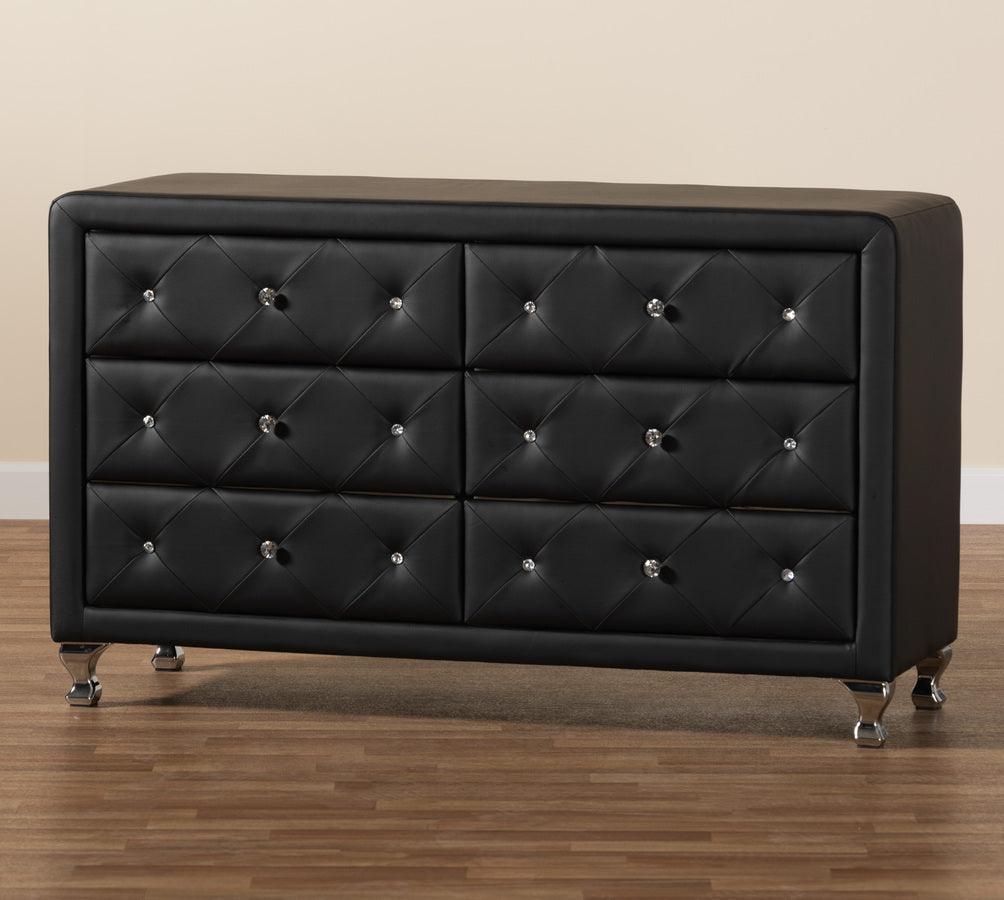 Wholesale Interiors Dressers - Luminescence Black Faux Leather Upholstered Dresser