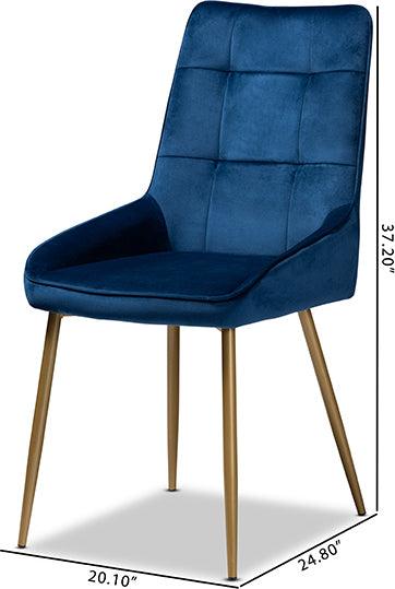 Wholesale Interiors Dining Chairs - GavinoNavy Blue Velvet Fabric Upholstered and Gold Finished Metal 2-Piece Dining Chair Set