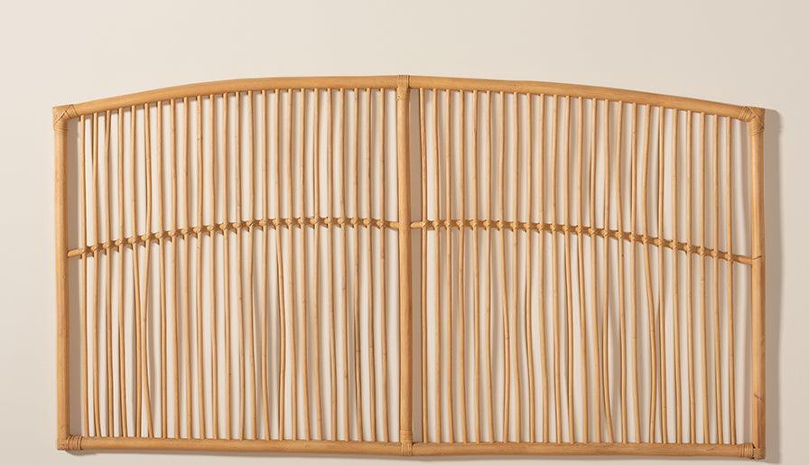 Wholesale Interiors Headboards - Malvina Modern Bohemian Natural Brown Rattan Queen Size Wall-mount Headboard