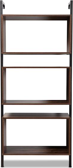 Wholesale Interiors Bookcases & Display Units - Aldis Modern Industrial Walnut Brown Wood and Black Metal 3-Tier Display Shelf