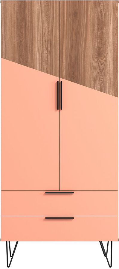 Manhattan Comfort Cabinets & Wardrobes - Beekman 67.32 Tall Cabinet in Brown and Pink