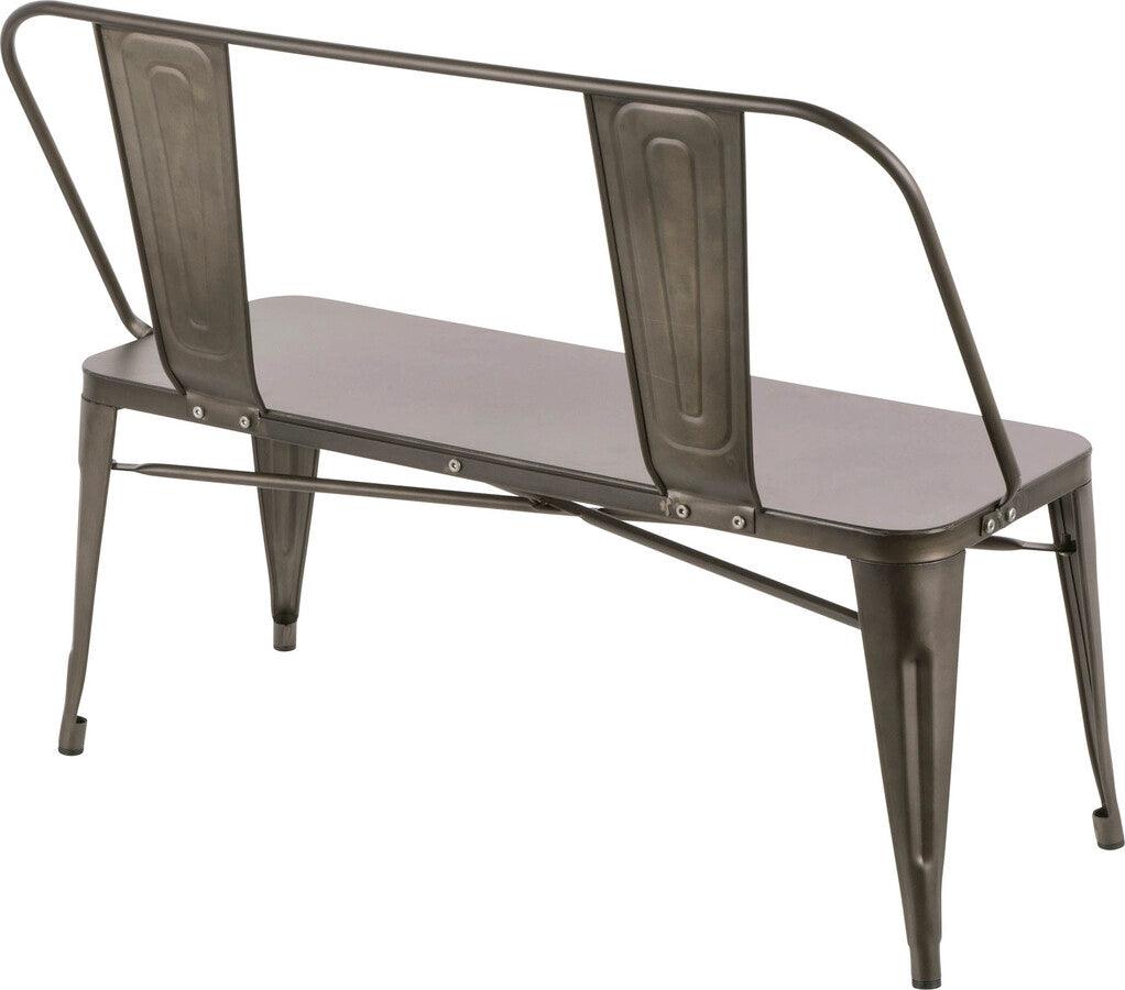 Lumisource Benches - Oregon Industrial Metal Dining/Entryway Bench with Antique Finish