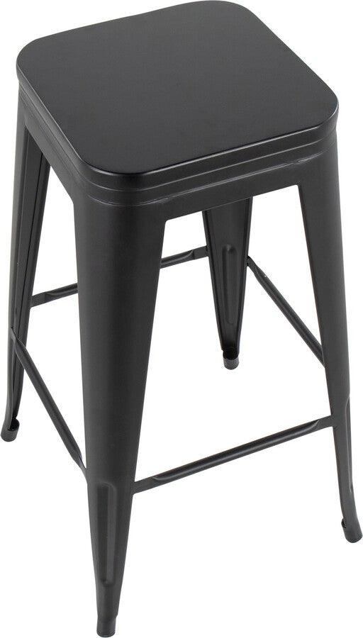 Lumisource Barstools - Oregon Barstool In Black Steel & Black Wood (Set of 2)