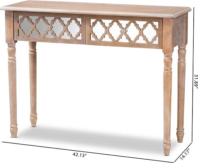 Celia Rustic French Country White-Washed Wood & Mirror Console Table