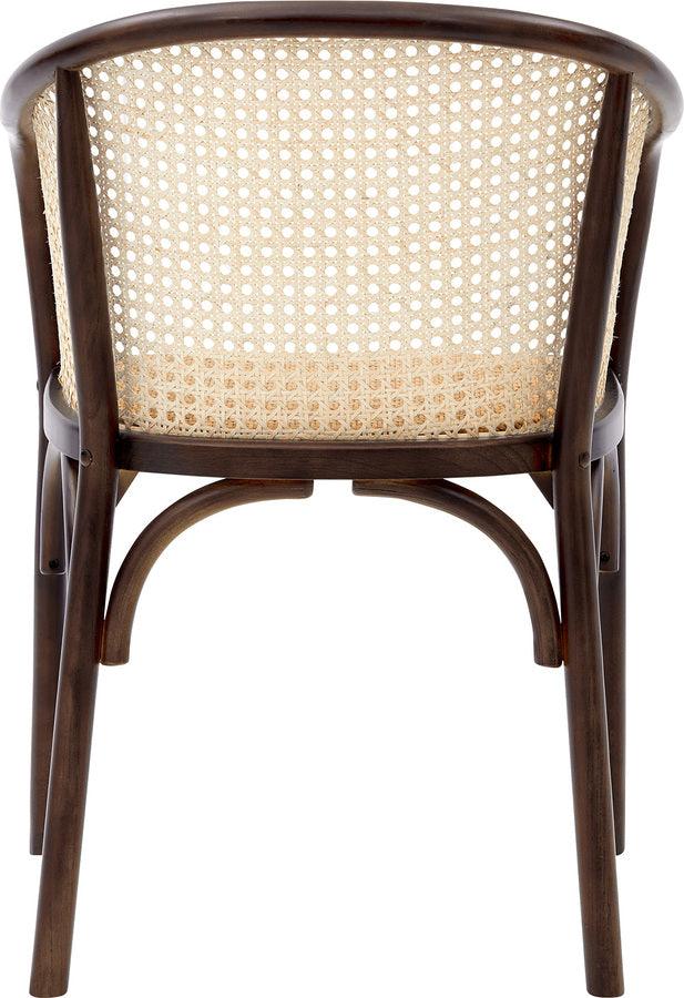 Euro Style Dining Chairs - Elsy Armchair in Walnut with Natural Rattan Seat