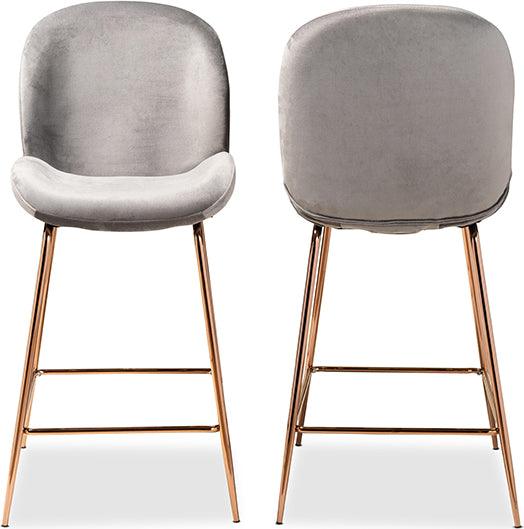 Wholesale Interiors Barstools - Lander Bar Stool Gray & Rose Gold (Set of 2)
