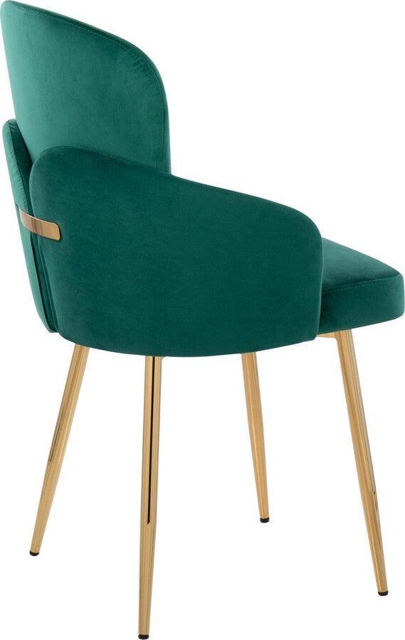 Lumisource Dining Chairs - Dahlia Contemporary Dining Chair In Gold Metal & Green Velvet With Gold Accent (Set of 2)