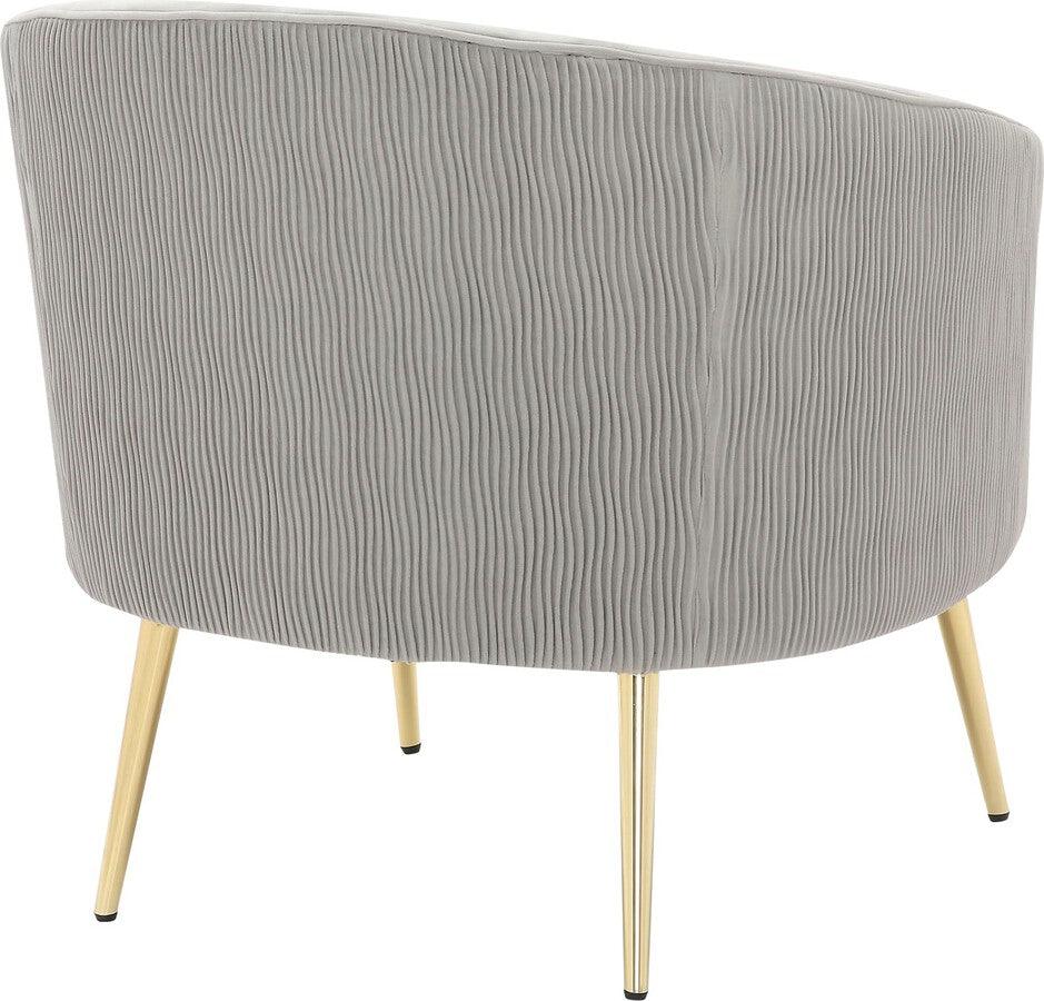 Lumisource Accent Chairs - Tania Pleated Waves Contemporary/Glam Accent Chair In Gold Steel & Silver Velvet