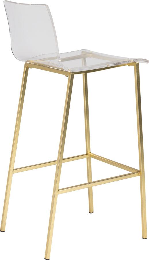 Buy Chloe Bar Stool in Clear Acrylic with Matte Brushed Gold Legs