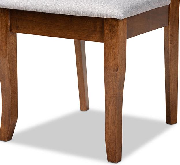 Wholesale Interiors Dining Sets - Verner Grey Fabric Upholstered and Walnut Brown Finished Wood 7-Piece Dining Set
