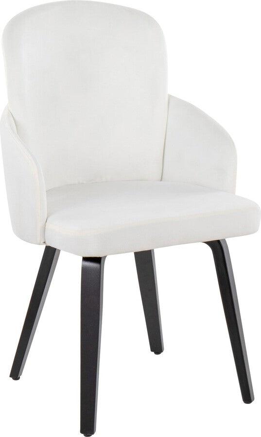 Lumisource Dining Chairs - Dahlia Contemporary Dining Chair In Black Wood & Cream Velvet With Gold Accent (Set of 2)