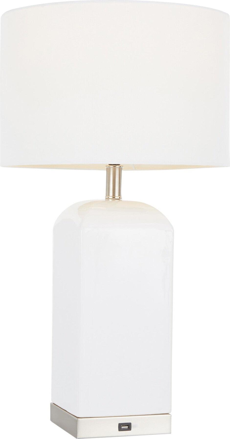 Lumisource Table Lamps - Carmen Table Lamp Stainless Steel & White Ceramic & White