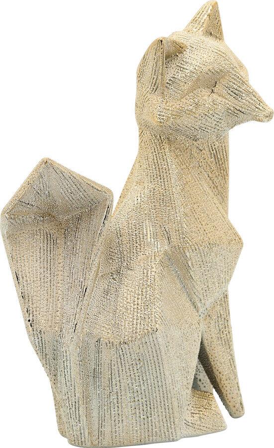 Sagebrook Home Decorative Objects - Cer, 10" Beaded Fox Figurine, Champagne