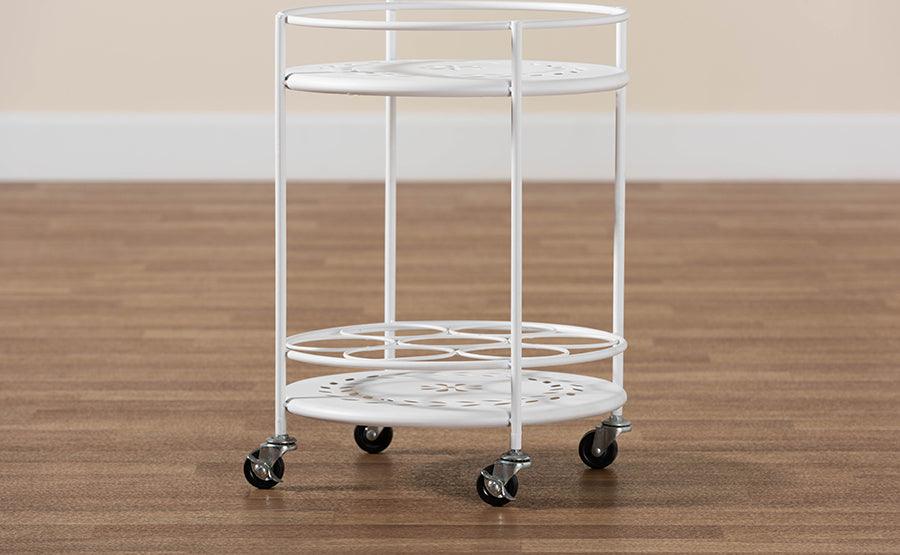 Wholesale Interiors Kitchen & Bar Carts - Dallan Modern Industrial White Metal 2-Tier Kitchen Cart