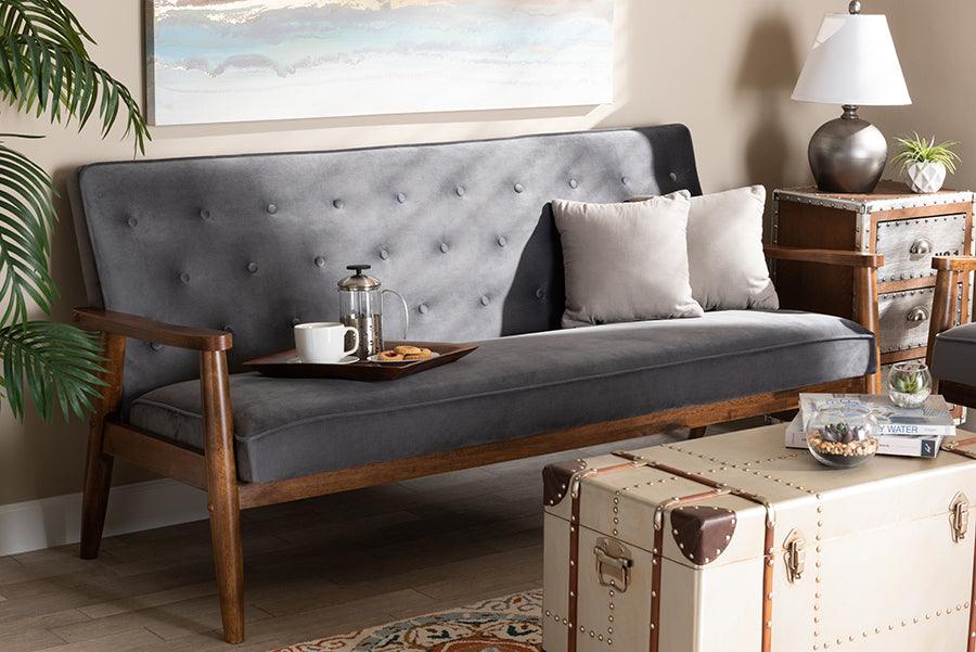 Wholesale Interiors Sofas & Couches - Sorrento Velvet Sofa Gray