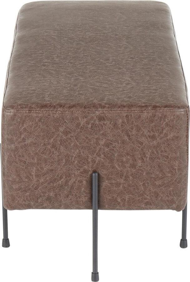 Lumisource Benches - Daniella Contemporary Bench in Black Metal and Espresso Faux Leather