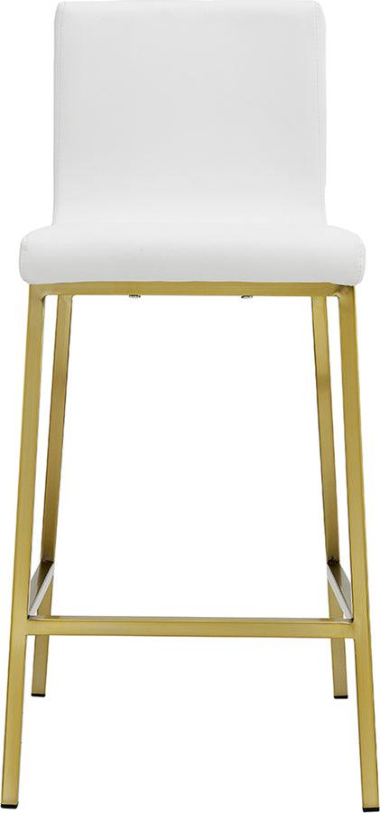 Euro Style Barstools - Scott Counter Stool in White and Matte Brushed Gold Legs - Set of 2