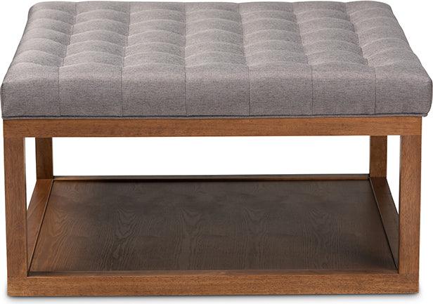 Wholesale Interiors Ottomans & Stools - Alvere Modern and Contemporary Grey Fabric Walnut Cocktail Ottoman
