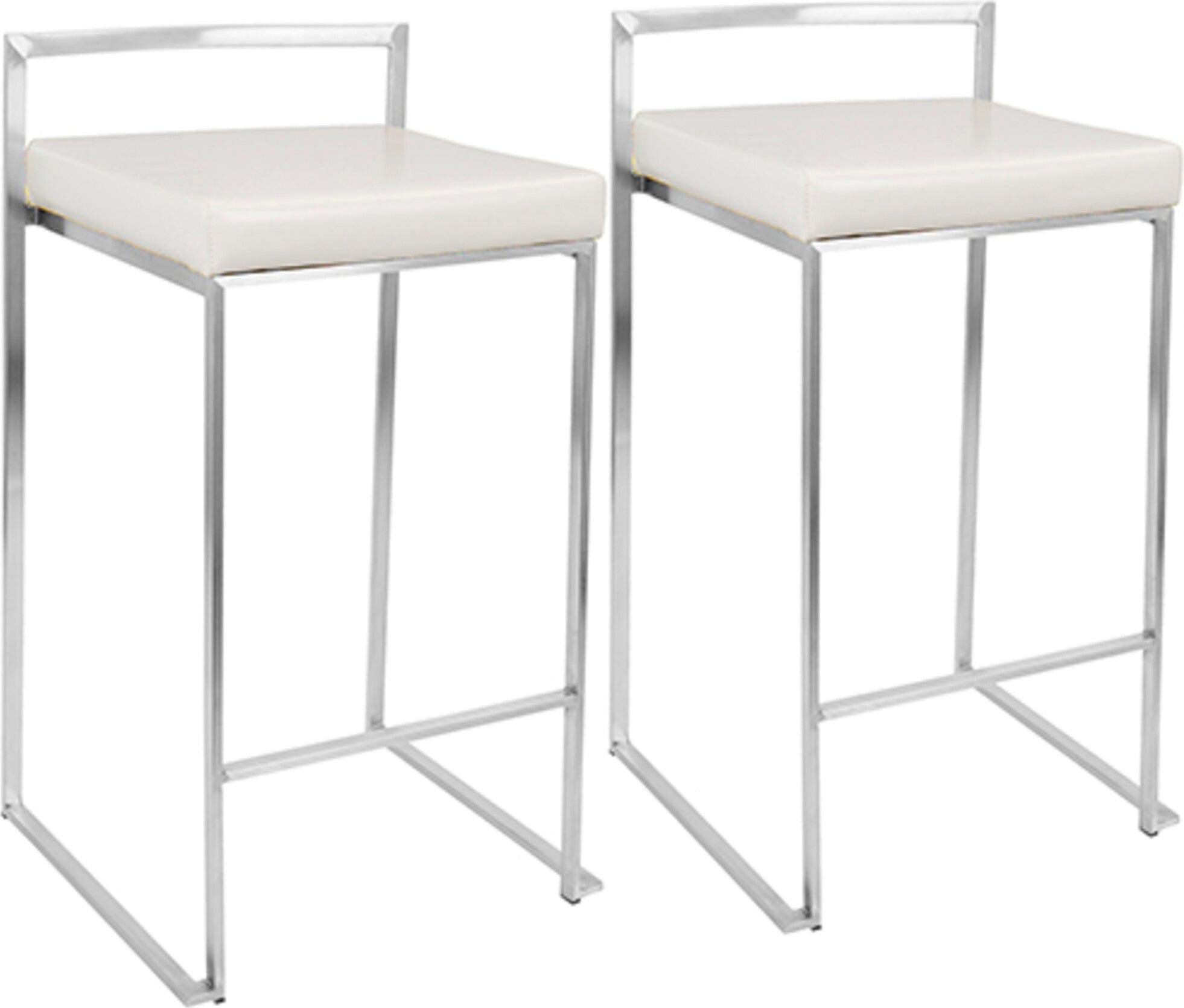 Lumisource Barstools - Fuji Stacker Counter Stool White (Set of 2)
